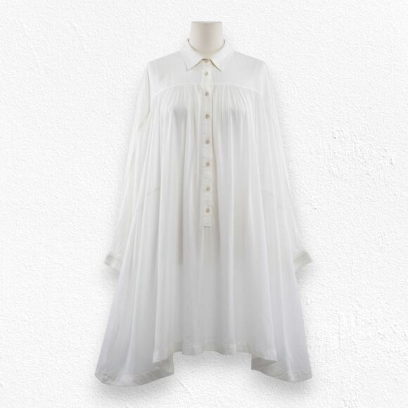 Free People Tops - Free People Ivory Textured Babydoll Tunic Blouse Oversized Top Size Small Petite